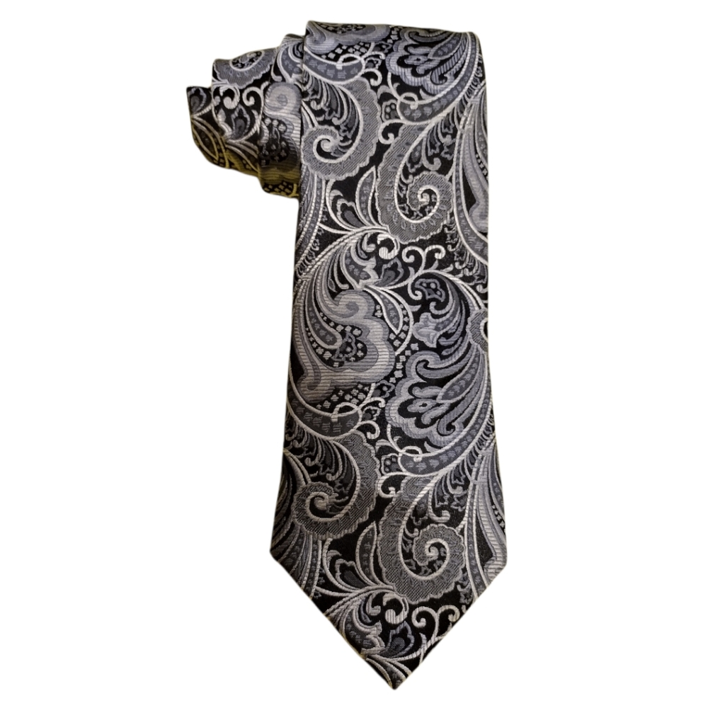 Sean John Black & Silver Paisley Neck Tie
